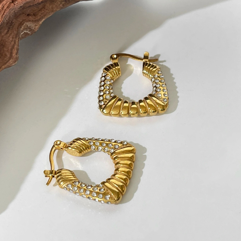 Gouden Vergulde Kristallen Hoepel Oorbellen - Annette