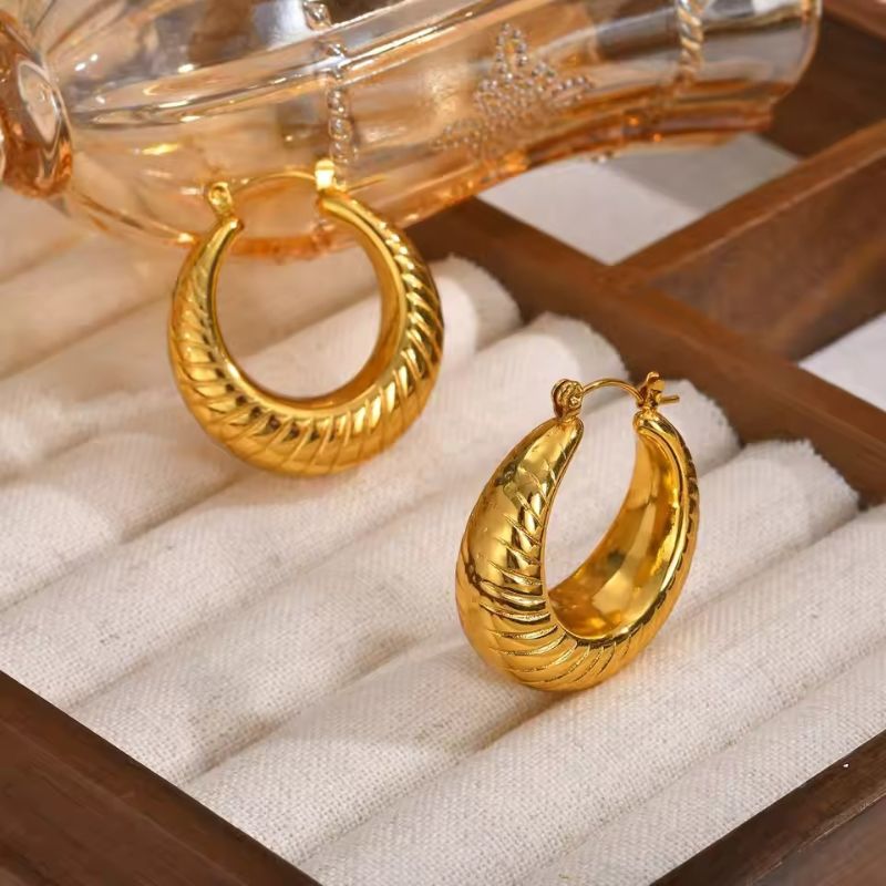 Gouden Hoops Oorbellen met structuur - Vivi