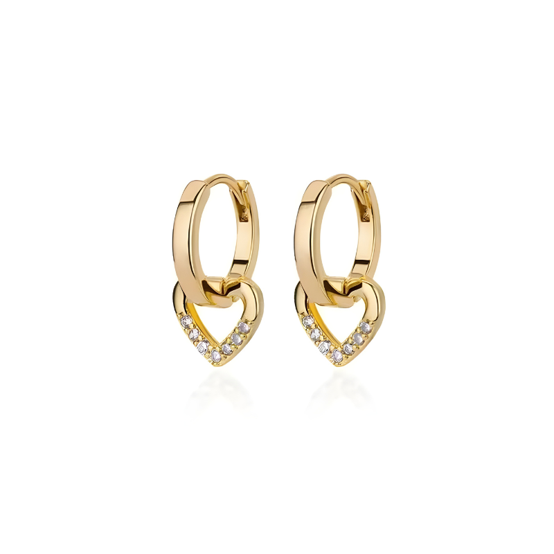 Gouden Zirkonia Hart Oorbellen - Madison