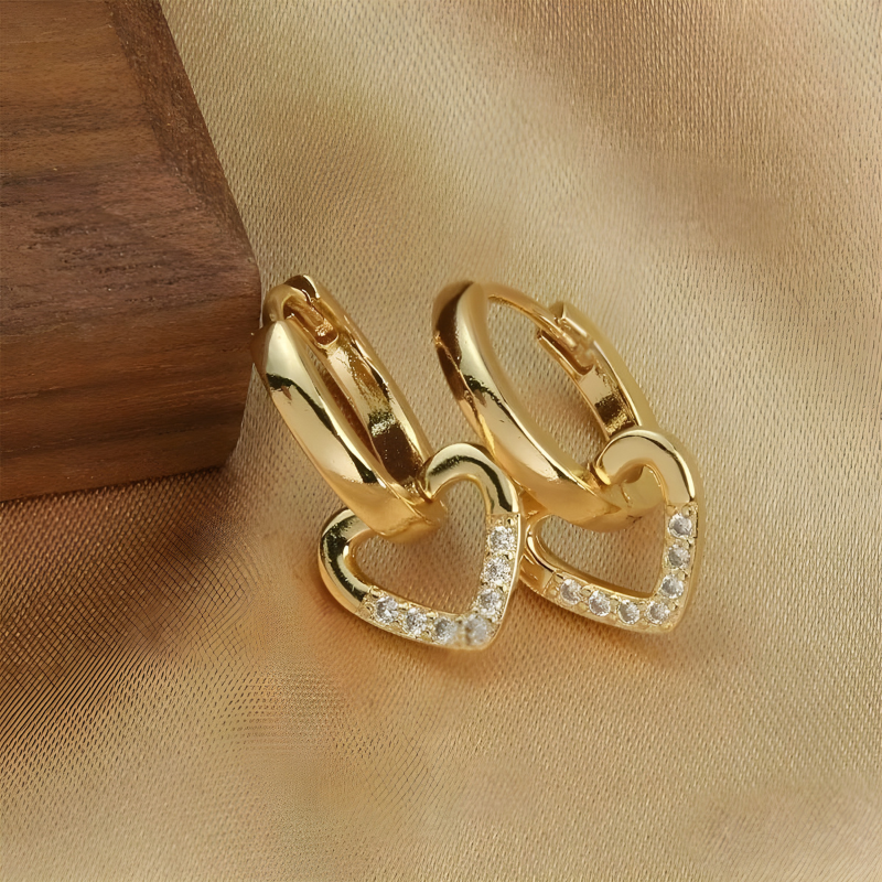 Gouden Zirkonia Hart Oorbellen - Madison