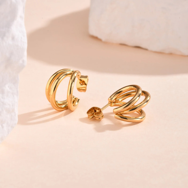 Geometrische Dubbellaag Oorbellen- Mini