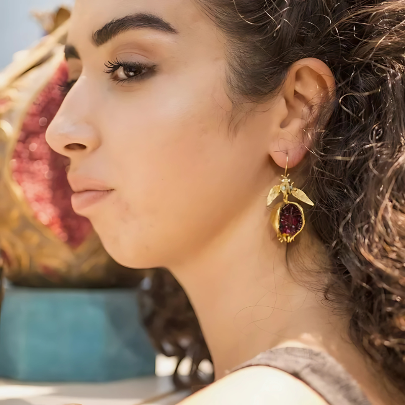 Granaatappel Oorbellen Verguld - Lili