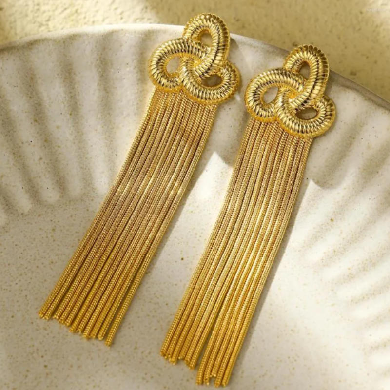 Goudkleurige Oorbellen met Franje - Carmen