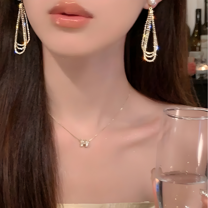 Gouden Kristallen Kwastje met Parel Bengelen Oorbellen - Alta