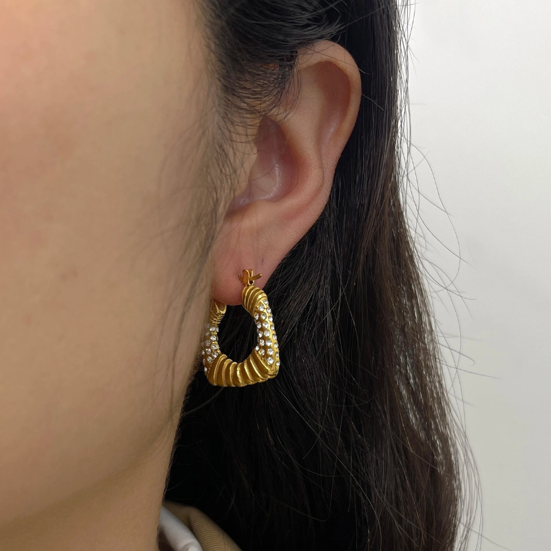 Gouden Vergulde Kristallen Hoepel Oorbellen - Annette