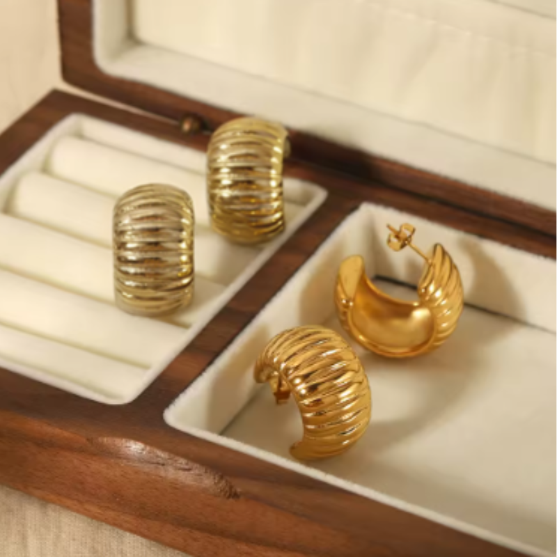 Gouden Dikke Hoepel Oorbellen - Grace