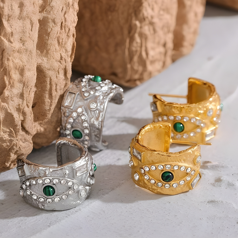 Geometrische Oorbellen met Oog en Zirkonia – Bethany