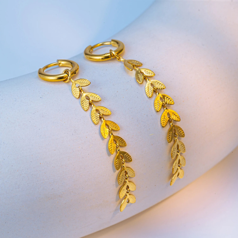 Gouden Langbladige Oorbellen - Ariel