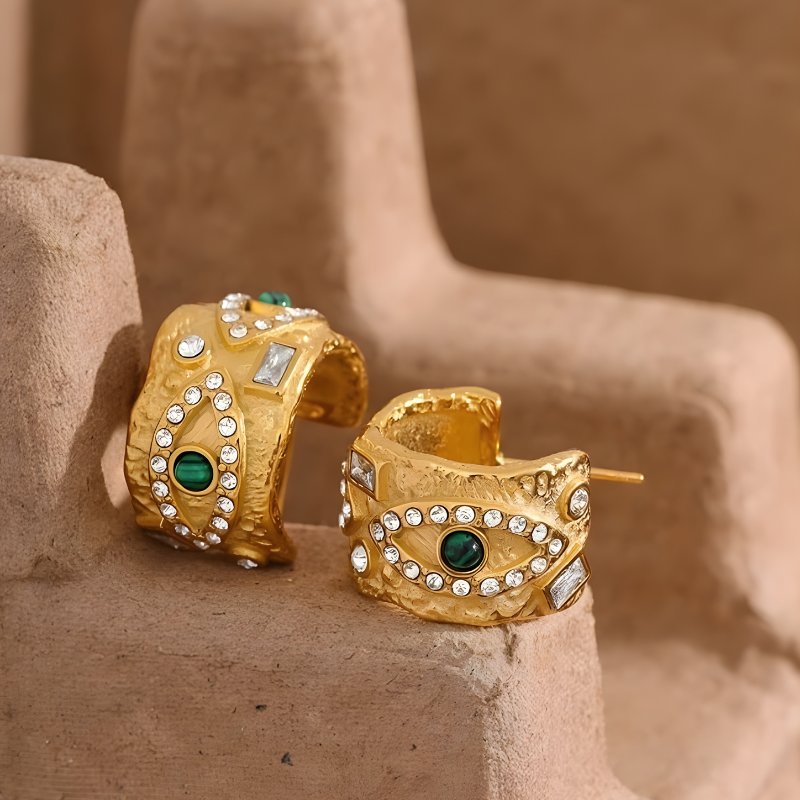 Geometrische Oorbellen met Oog en Zirkonia – Bethany