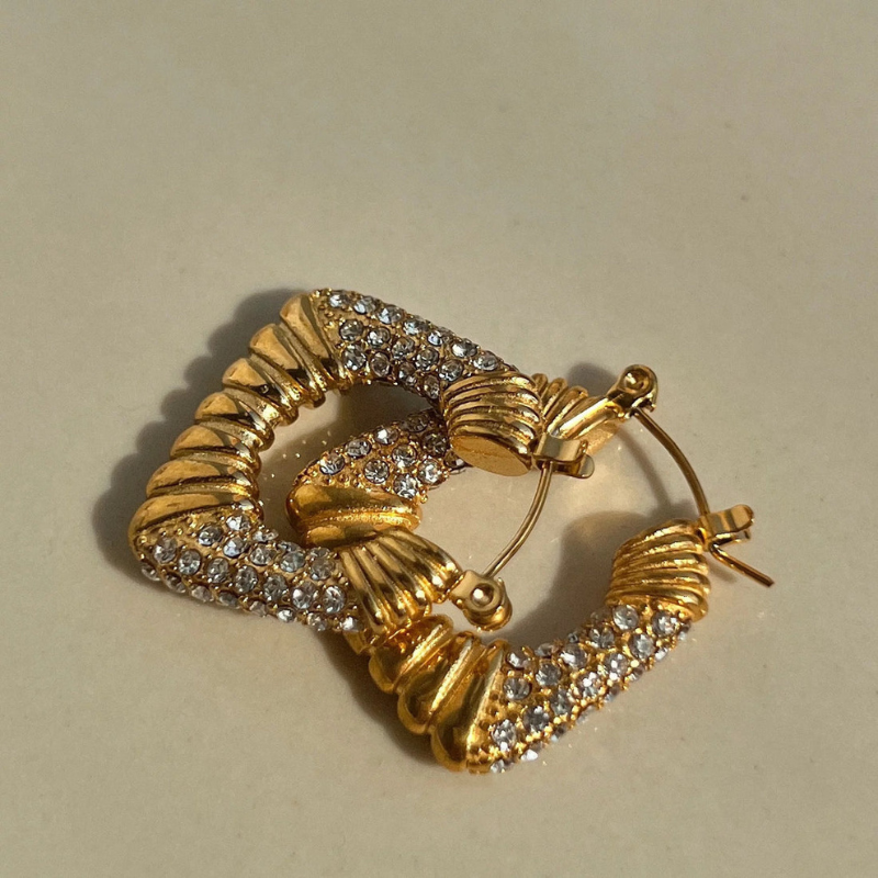 Gouden Vergulde Kristallen Hoepel Oorbellen - Annette