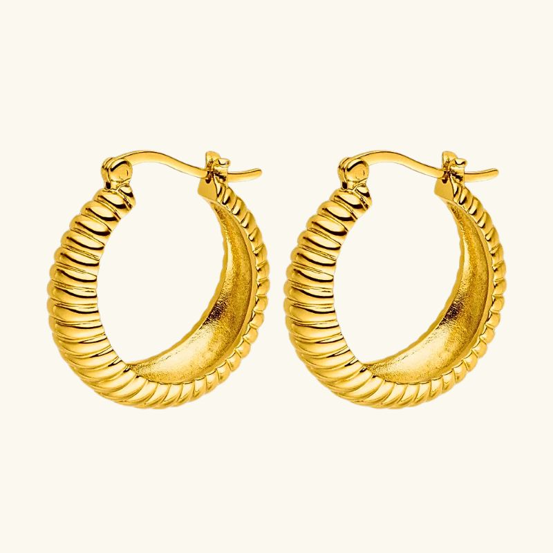 Gouden Hoops Oorbellen met structuur - Vivi