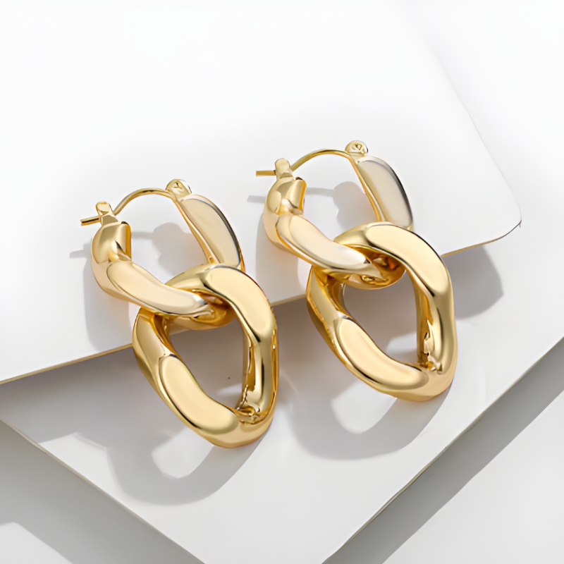 Gouden Geometrische Ovale Bengelende Oorbellen - Hannah