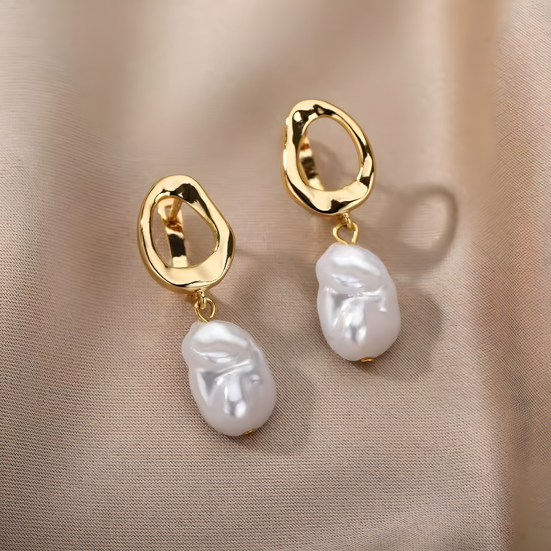 Gouden Vergulde Barok Parel Oorbellen - Karen