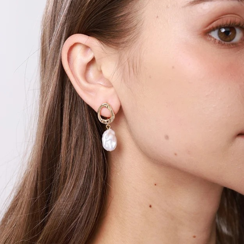 Gouden Vergulde Barok Parel Oorbellen - Karen