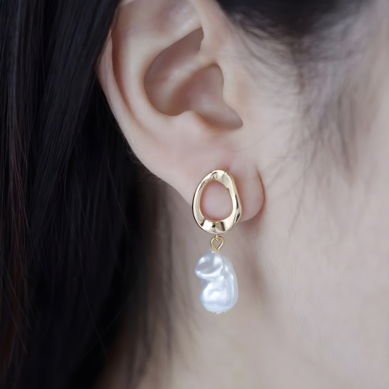 Gouden Vergulde Barok Parel Oorbellen - Karen