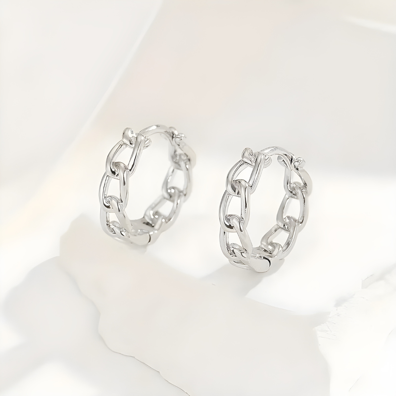 Gouden Ketting Hoepel Oorbellen - Tina