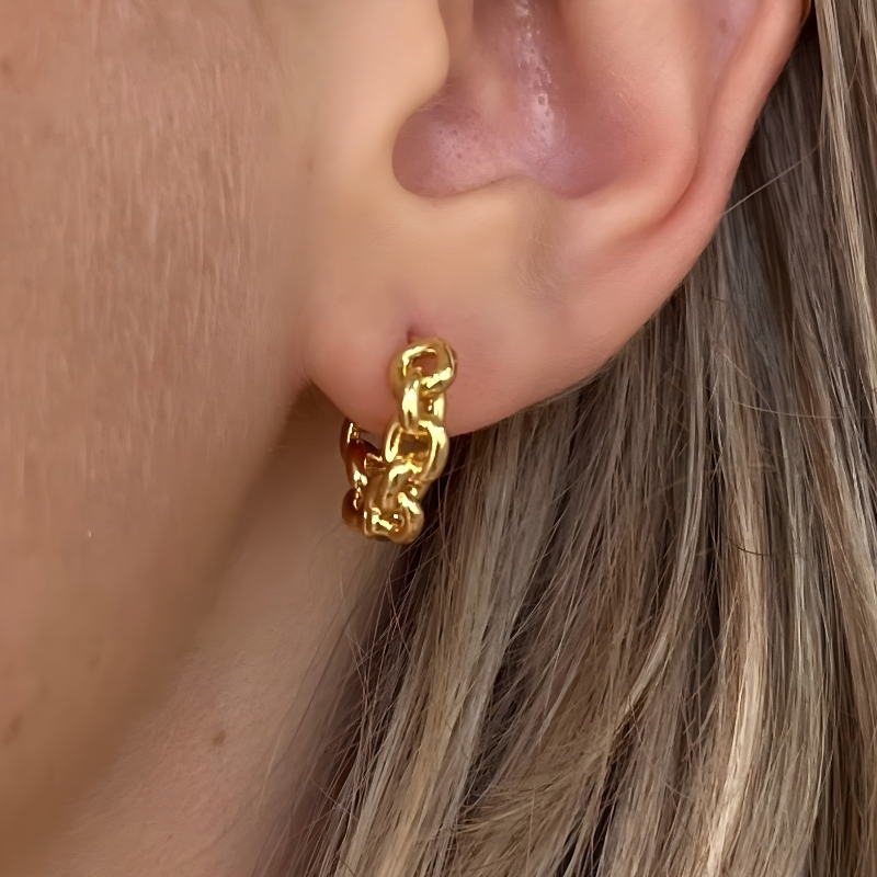 Gouden Ketting Hoepel Oorbellen - Tina