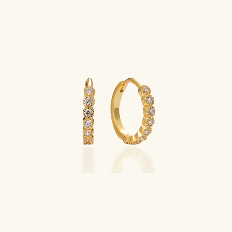 Gouden Hoepel Zirkonia Oorbellen - Mia