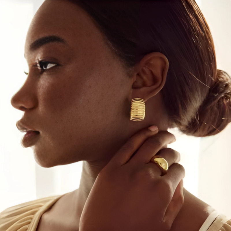 Gouden Dikke Hoepel Oorbellen - Grace