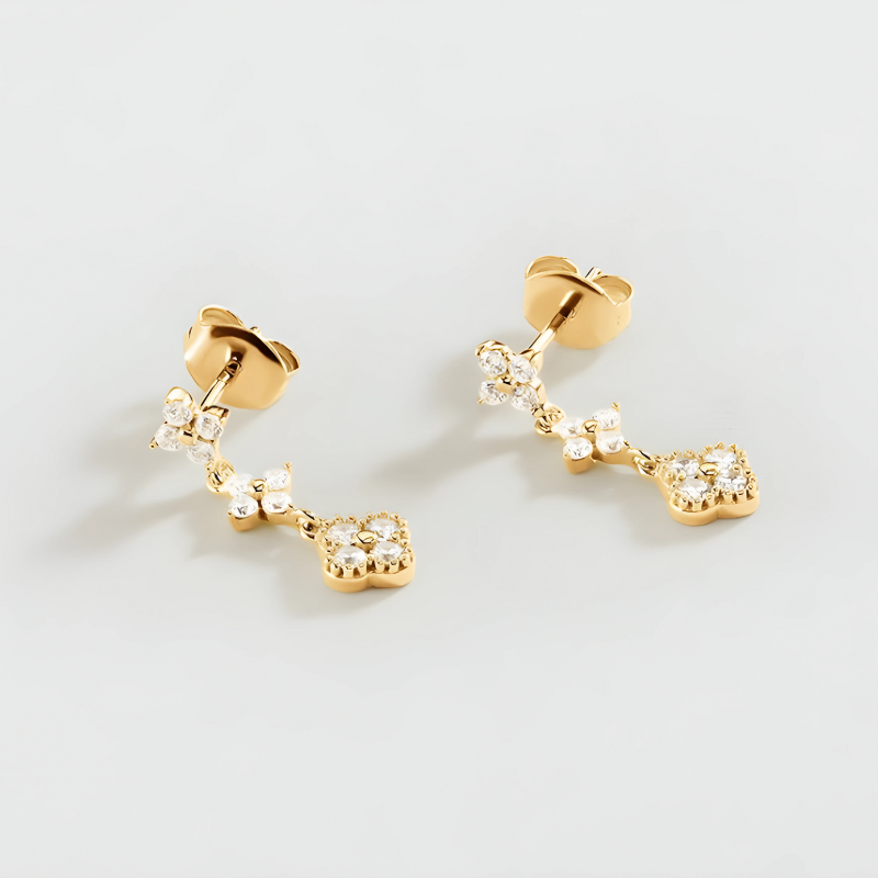 Gouden Bloem Charms Dangle Oorbellen - Jennifer