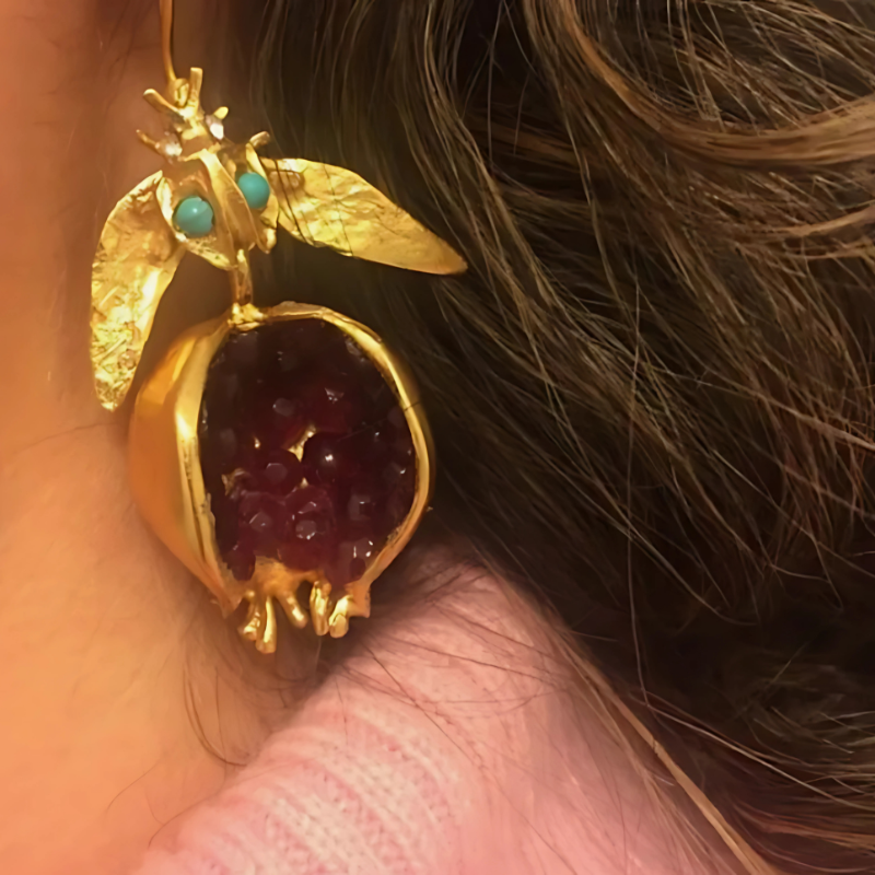 Granaatappel Oorbellen Verguld - Lili