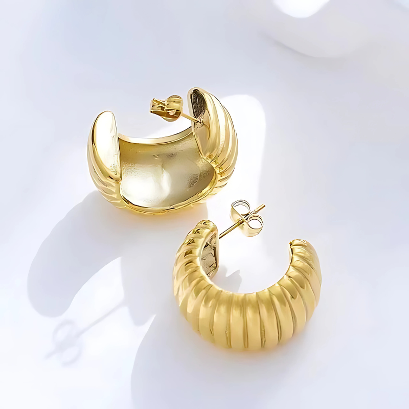 Gouden Dikke Hoepel Oorbellen - Grace