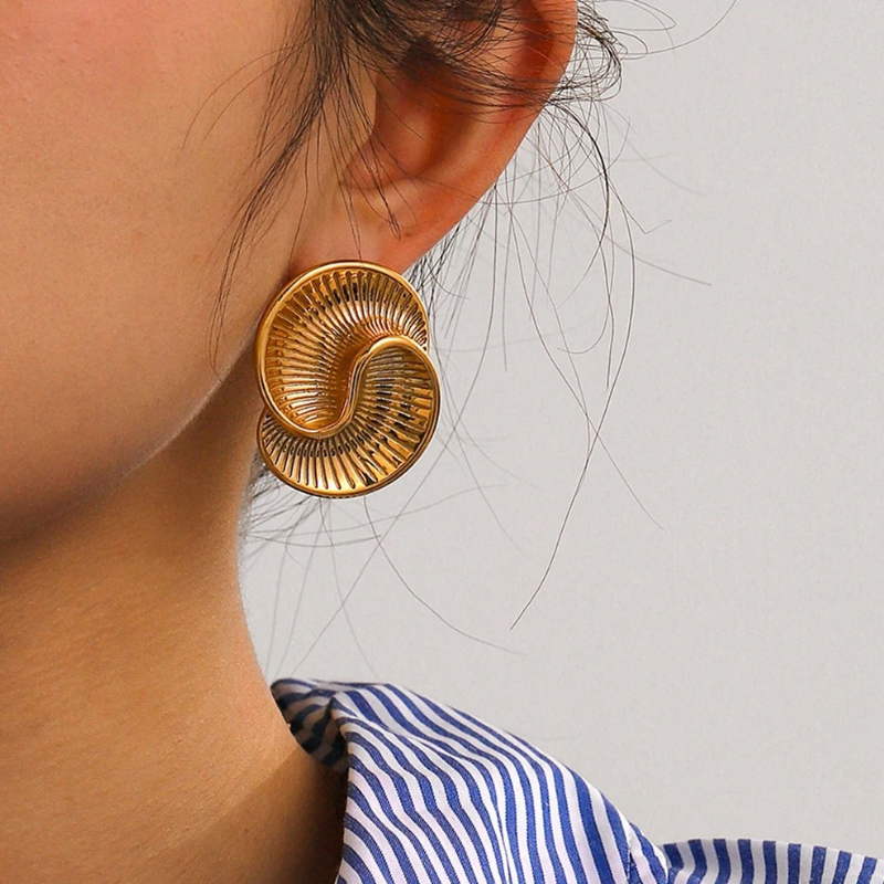 Gouden Geweven Spiraal Oorbellen - Clover