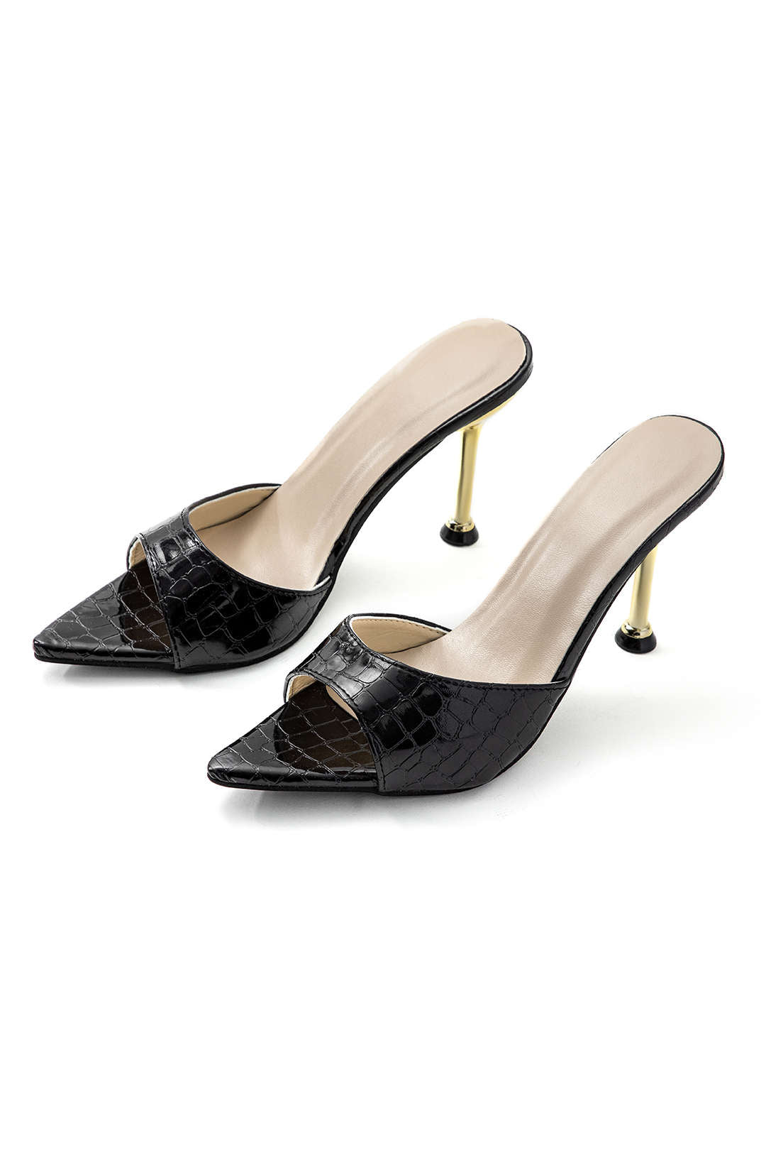 Puntige Enkellaars Sandalen Met Hoge Hakken Zonder Enkelband