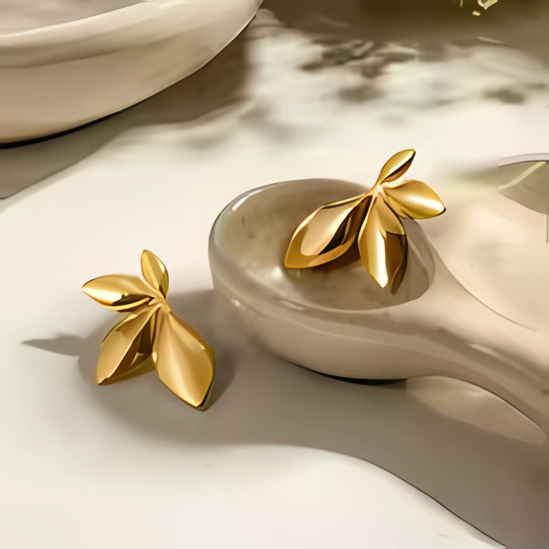 Elegante Gouden Blad Oorbellen - Natuurlijke Luxe Essentie