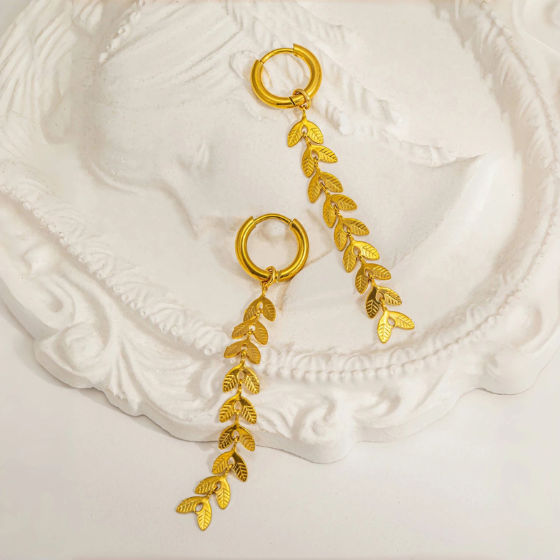 Gouden Langbladige Oorbellen - Ariel