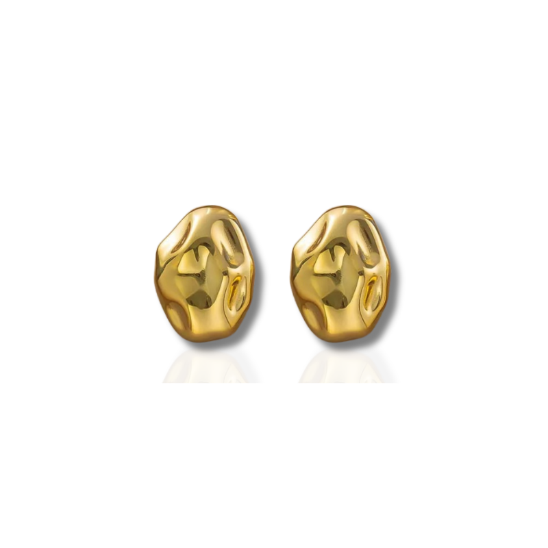 Gouden Geplateerde Gehamerde Stud Oorbellen - Reese