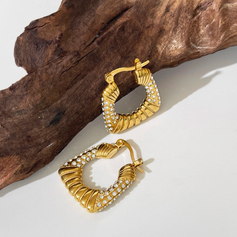 Gouden Vergulde Kristallen Hoepel Oorbellen - Annette