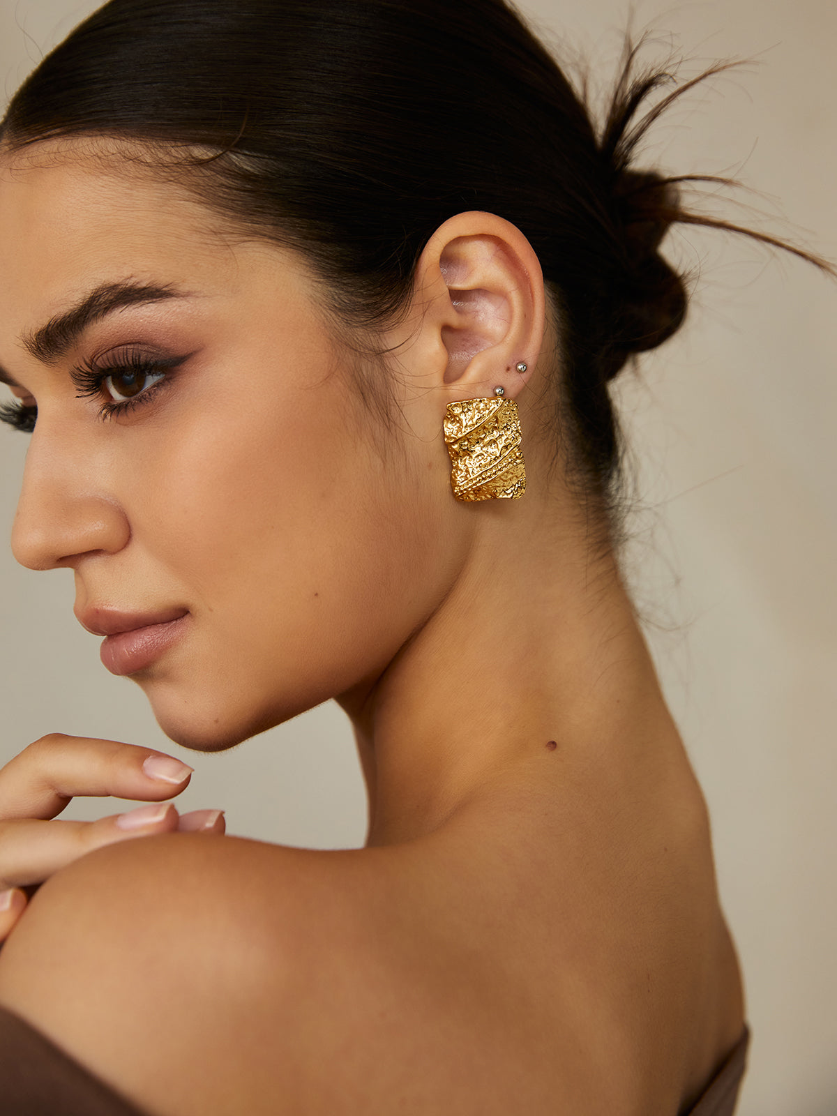 Elegante vierkante gouden oorbellen