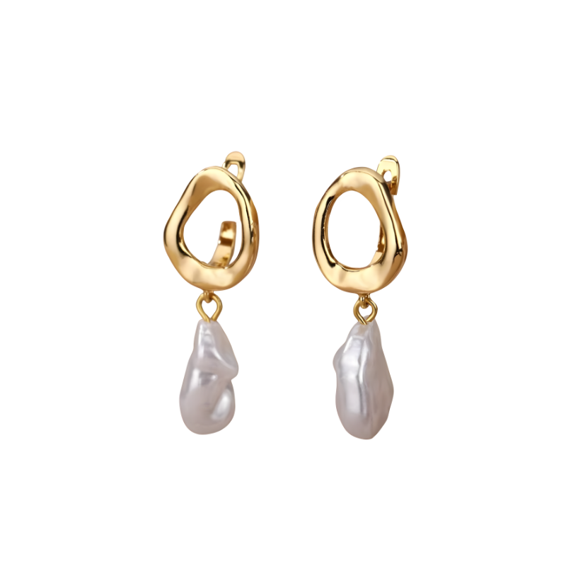 Gouden Vergulde Barok Parel Oorbellen - Karen