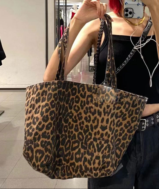 Grote Vintage Shopper met Luipaardprint