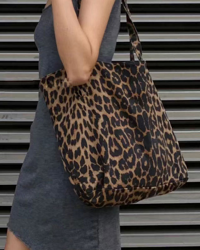 Grote Vintage Shopper met Luipaardprint