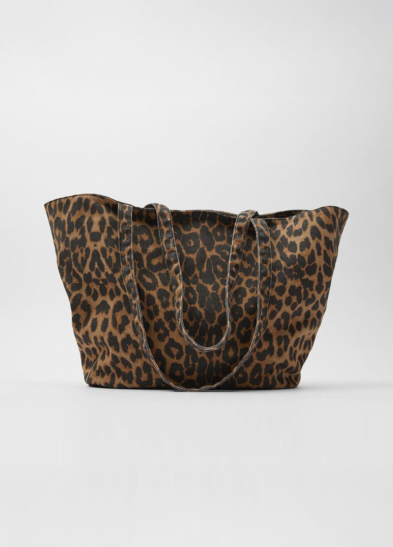 Grote Vintage Shopper met Luipaardprint